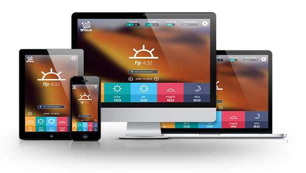 The TIMEZ5 multi platform prayer app provides prayer times for all major cities on desktop, tablet and mobile 